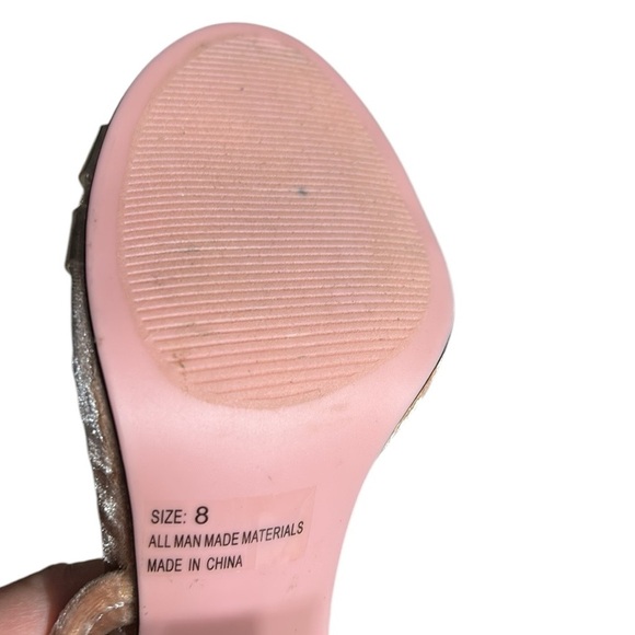 Qupid pink crushed velvet 4” square glitter heels. Clear ,sheer at toes,EC ,box - Picture 8 of 12